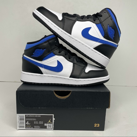Jordan Shoes - Nike Air Jordan 1 Retro Mid GS “Racer Blue” NEW